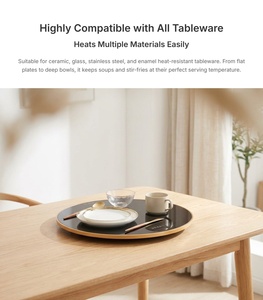 Plateau chauffant rotatif pour aliments, 360°, 40-120°C, verre trempé imperméable, plateau de table 60cm/80cm, OEM, vente en gros, température réglable - Product Image 3