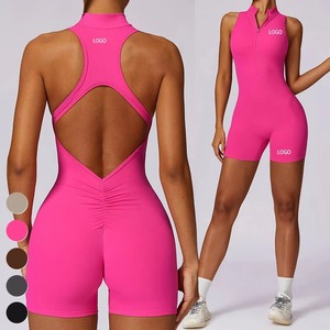 Combinaison sans manches vintage pour femmes 2025, haute intensité, logo personnalisé, ensembles de fitness pour la salle de sport, fermeture éclair, col roulé, combinaisons de sport - Product Image 1