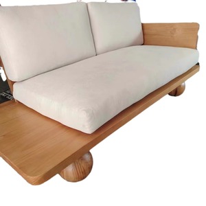 Sofá de Madera Maciza de Estilo Nórdico Japonés, Color Natural, Tapizado con Relleno de Espuma, Muebles para Sala de Estar - Product Image 5