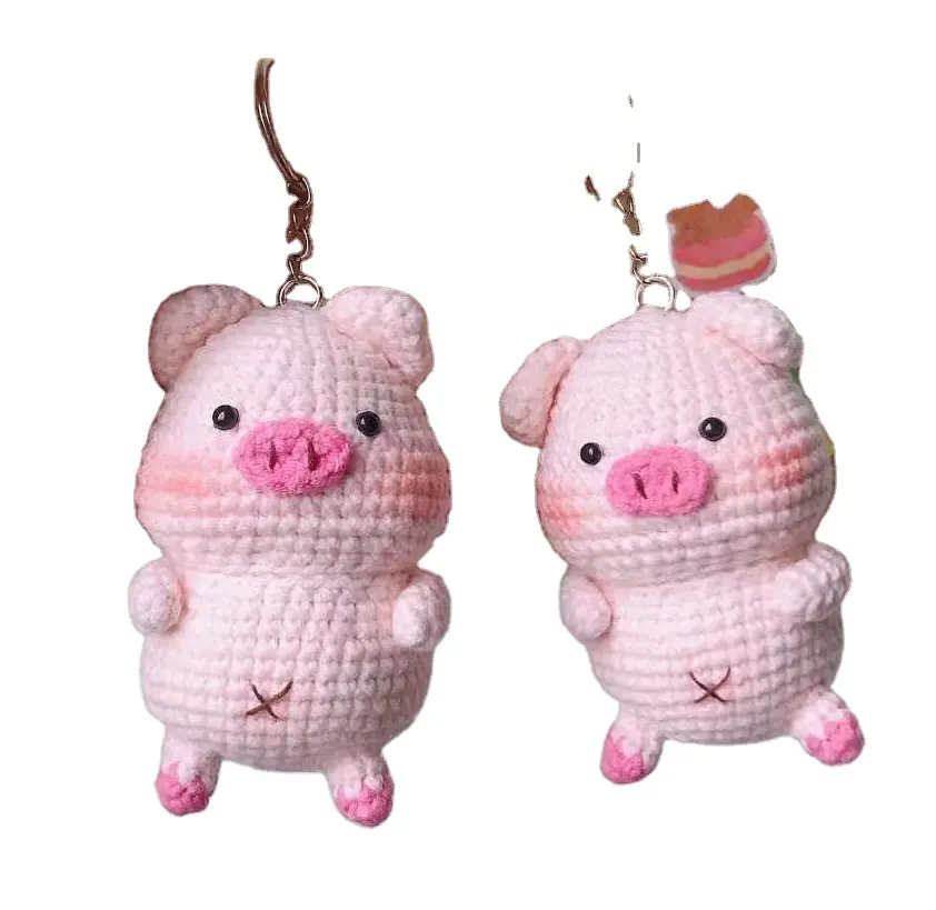 Custom Stuffed Animal Crochet Toys Kawaii Pink Pig Wholesale Plush Soft Handmade Knit Dolls