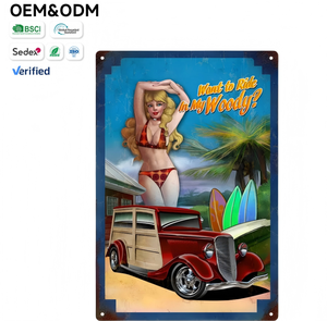 Placas Personalizadas em Branco para Garagem com Tema Pinup Girl, Oferta por Atacado de Placas de <span class=keywords><strong>Metal</strong></span> Retro Personalizadas - Product Image 1