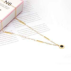 Collar de Cadena de Oro Hecho a Mano en Corea con Piedra Negra para Mujer, Joyería de Acero Inoxidable - Product Image 6