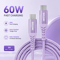 Cable USB C Tipo C de Nailon Anti-Rotura de 1m, 60W 20V 3A, Carga Rápida, Transferencia de Datos USB 2.0, Certificado CE/FCC/RoHS, 12 Meses de Garantía, OEM/ODM