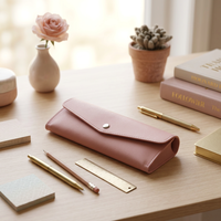 Nouveauté : Étui à stylos portable en cuir PU vintage, grande capacité, multi-usages, couleur macaron, pour cadeau, école, bureau