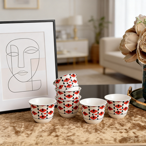 High Grade Bone China <b>Tea</b> <b>Cup</b> Set Red Diamond Or Green Triangle Pattern Ceramic Teacups With Gift Packaging - Product Image 5