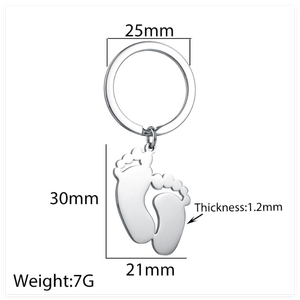 Aceon Yiwu personnalisé en acier inoxydable bébé pied porte-clés à la mode mignon forme gravé au Laser blanc cadeau bijoux - Product Image 5