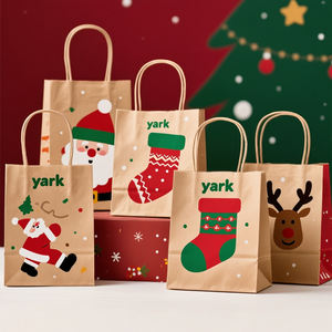 Custom Factory Christmas Kraft Gift <b>Bag</b> Printed Recyclable Kraft Paper <b>Bags</b> - Product Image 5
