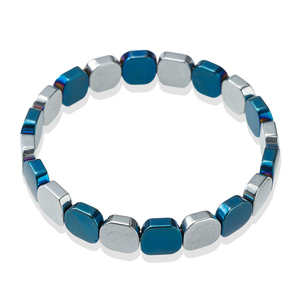 Pulsera Elástica de Piedras de Hematita No Magnéticas Curativas, Pulsera Energética Inspiradora de Hematita Cuadrada, Pulseras de Confianza - Product Image 4