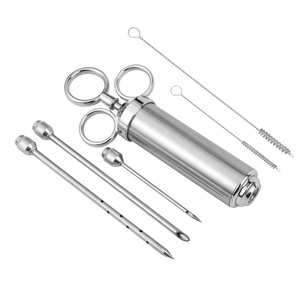 New Design Stainless Steel Sauce <strong>Injector</strong> Manual <strong>Brine</strong> Meat <strong>Injector</strong> 2oz Kit Injection Syringe <strong>with</strong> Brush - Product Image 5
