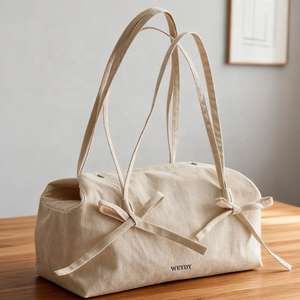 Sac à main en toile de coton personnalisé, sac à main pliable, nouveau sac à bandoulière Boston en toile tendance - Product Image 4