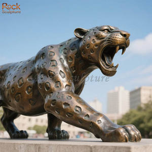 Индивидуальная статуя гепарда, скульптура, домашнее уличное украшение, золотая статуя леопарда - Product Image 2