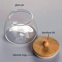 Frasco de Almacenamiento de Vidrio de Borosilicato Ecológico con Tapa de Bambú Hermética a Prueba de Olores, Apto para Microondas