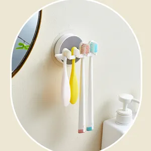 Banyo yapışkanlı etiket için 2023 için banyo diş fırçası tutucu en popüler 4 yuvası diş fırçası tutucu