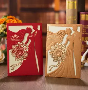 Accept custom printing card laser cut wedding card design