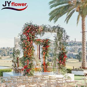 Arche de mariage artificielle JY, centre de table, orchidées bordeaux réalistes, chemin de table fleuri violet, arrangement en tissu, retour à l'école - Product Image 1