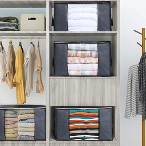 Vente en gros d'usine, boîte de rangement 50/75L, sac de rangement pour couettes en tissu non tissé, boîte de rangement pliable pour vêtements - Product Image 4