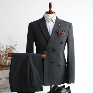 2025 abiti da uomo di alta qualità Slim Fit <span class=keywords><strong>grigio</strong></span> tailleur alto <span class=keywords><strong>doppiopetto</strong></span> professionale <span class=keywords><strong>abito</strong></span> Casual da uomo abiti da sposa - Product Image 4