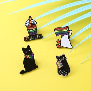 Tùy Chỉnh Phim Hoạt Hình Cầu Vồng Động Vật Mèo Trâm Dễ Thương Đầy Màu Sắc Cờ Đen Mèo Vịt Ăn Mặc Vui Vẻ Phụ Kiện Huy Hiệu Ve Áo Pin Cho Món Quà - Product Image 3