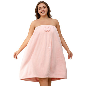 Women's Bathrobe Thickened Coral Fleece Tube Top Bath <b>Towel</b> Household Bath Soft Absorbent Can Be Worn Can Be <b>Wrapped</b> Bath Skirt - Product Image 1