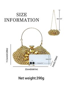 Sac à main de soirée <span class=keywords><strong>pour</strong></span> femme, pochette florale ornée de diamants, sac à main de <span class=keywords><strong>mariage</strong></span> en cristal noble avec poignée métallique, sac à bandoulière, sac à main - Product Image 6