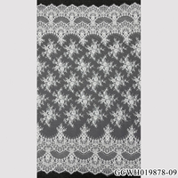 GCWH019878-09 Tissu en Tulle Brodé Floral Perlé Blanc 150CM, Coupe de 3 Mètres pour Robes de Mariée