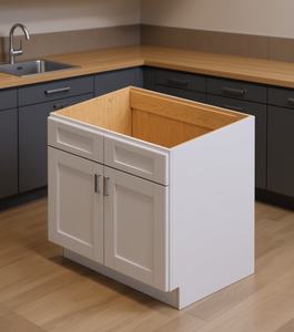 Mobile base da cucina rettangolare Sunique Sydney White Shaker, profondità 24-29,9 pollici, con maniglia e pomello - Product Image 2