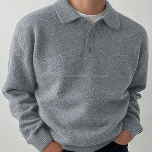 Suéter de cuello polo para hombre, estilo casual y cómodo para otoño e invierno, jersey de punto grueso con solapa, ideal como prenda interior o abrigo. - Product Image 1
