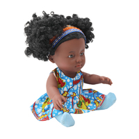Nouvelle conception personnalisée en plastique PVC souple peau de café foncé 10 pouces Mini poupée d'amour pour enfants fille africaine jouet Tusalmo marque CE