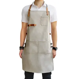 Sublimation heavy duty cotton Canvas Kitchen chef Apron with logo Customized Waterproof cross back denim Apron