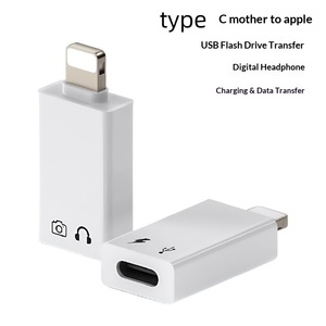 Adaptateur Audio OTG Multifonction Type <span class=keywords><strong>C</strong></span> vers Connecteur, Prise en Charge Carte Son en Direct, Modèle de Transmission U, Tête Blanche OTG CN - Product Image 2