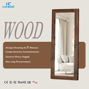 <span class=keywords><strong>Grand</strong></span> <span class=keywords><strong>miroir</strong></span> rectangulaire avec cadre en bois massif, à poser au sol, à accrocher ou à appuyer contre le mur, <span class=keywords><strong>miroir</strong></span> en bois brun pour salon - Product Image 1