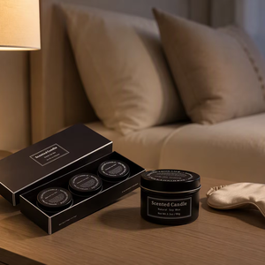 Ensemble <span class=keywords><strong>de</strong></span> 3 bougies parfumées en métal noir, bougies en cire <span class=keywords><strong>de</strong></span> soja naturelle, bougies <span class=keywords><strong>de</strong></span> voyage en métal, bougies d'aromathérapie portables, bougies d'<span class=keywords><strong>anniversaire</strong></span> - Product Image 1