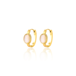 Orecchini Pendenti Minimalisti ed Eleganti per Donne, Gemma Taglio Ovale, Placcati in <span class=keywords><strong>Oro</strong></span> 18K, Acciaio Inossidabile con Incastonatura a Castone, Alta Qualità e Design alla Moda - Product Image 4