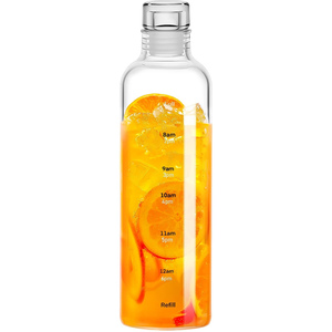 Bouteille d'eau en verre borosilicate de haute qualité 300-1000ml (16oz/32oz) fabriquée à la main, écologique, compatible lave-vaisselle et micro-ondes, avec couvercle à visser - Product Image 1