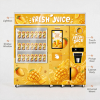 Distributeur automatique de smoothies froids et congelés, capacité 48 voies, construction en acier thermolaqué pour parcs d'attractions
