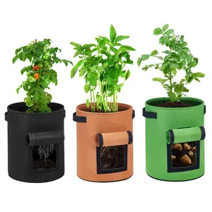 UV Grow Bag ขายส่งกระถางผ้าสักหลาดสีดำ1 3 5 7 10 20 30แกลลอนพืชสวนเติบโตกระเป๋าเนอสเซอรี่