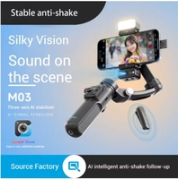 Mini stabilisateur de téléphone intelligent M03 exceptionnel avec rotation à 360 degrés pour lampe magnétique, trépied, microphone et suivi de visage IA