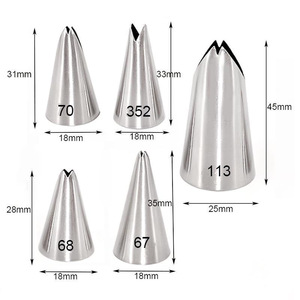 Vente directe d'usine de kits de 5 douilles à pâtisserie en acier inoxydable 304 pour gâteaux, crèmes et pâtisseries. - Product Image 3