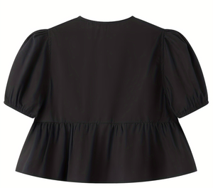 Camicia da donna <span class=keywords><strong>bianca</strong></span> a <span class=keywords><strong>maniche</strong></span> <span class=keywords><strong>corte</strong></span> Casual da ragazza bella camicetta corta con fiocco - Product Image 5