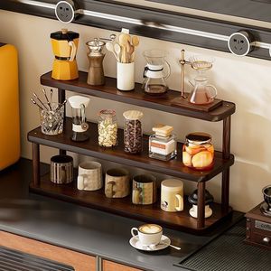 Multi Tiered Desktop Shelf 3 Floors Standing Type Rectangle Aluminum Stackable Storage Rack For Kitchen <b>Teacups</b> Tea <b>Sets</b> Water - Product Image 4