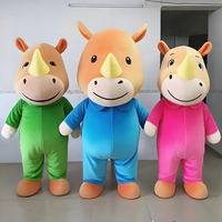 Costume de mascotte publicitaire unisexe pour adulte, super doux, en peluche, motif rhinocéros animal sauvage de dessin animé, personnalisé par l'usine de jouets chinoise Shengye, multicolore