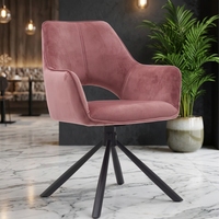 Chaise de salle à manger pivotante moderne en velours avec accoudoirs, chaise d'appoint rose rembourrée pour salon