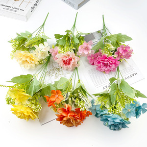 Ramo de Dalias Artificiales de 30cm, Flor de Seda para Decoración del Hogar y Accesorios de Fotografía - Product Image 1