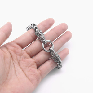 ยูนิคสร้อยข้อมือเหล็กไทเทเนียมหัวมังกรสำหรับผู้ชายสไตล์พังก์ของขวัญเครื่องประดับ - Product Image 4