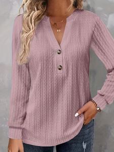 <span class=keywords><strong>Autunno</strong></span>/<span class=keywords><strong>Inverno</strong></span> 2026 Moda Elegante Camicia Monocolore con Scollo a V, Stile Urbano, Elegante, con Bottoni - Product Image 4