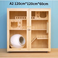 Villa pour chat en bois au design moderne, maison d'intérieur de luxe pour animaux de compagnie avec fenêtre de ventilation, plateau amovible, facile à nettoyer, meuble.