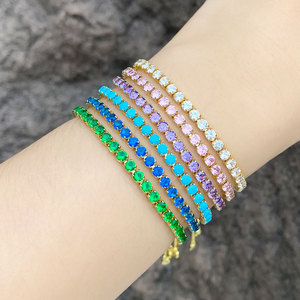 Mode cuivre ensemble zircon bracelet réglable tirage micro-ensemble couleur zircon bracelet pour les femmes - Product Image 1