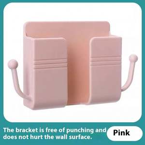 Soporte de pared sin perforaciones para teléfono móvil, control remoto y carga, estante fijo de plástico para cabecera, ideal para herramientas. - Product Image 6