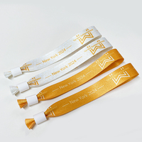 Bracelet en polyester jetable, écologique, imperméable, tissé, à usage unique, avec impression de logo personnalisé et fermoir à glissière.