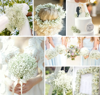 Fleurs artificielles en latex blanc effet naturel de haute qualité pour la décoration de la maison et les mariages (Gypsophile)